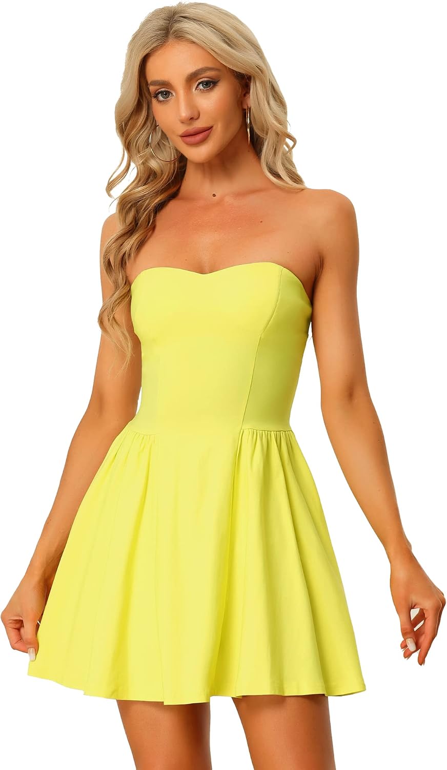 Allegra K Women Sexy Strapless Off Shoulder 2026 Cocktail Party Mini Dress | Tube, Sweetheart Neckline, Date, Night-out, Birthday, A-Line, Flare Sexy Corset Short Dress