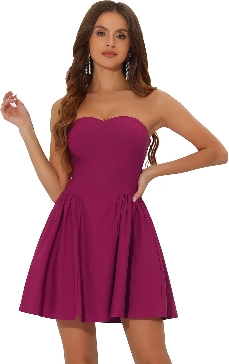 Allegra K Women Sexy Strapless Off Shoulder 2026 Cocktail Party Mini Dress | Tube, Sweetheart Neckline, Date, Night-out, Birthday, A-Line, Flare Sexy Corset Short Dress