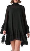 WDIRARA Women's Layered Ruffle 2 Piece Outfits Long Flounce Sleeve Chiffon Flowy Dress and Cami Set