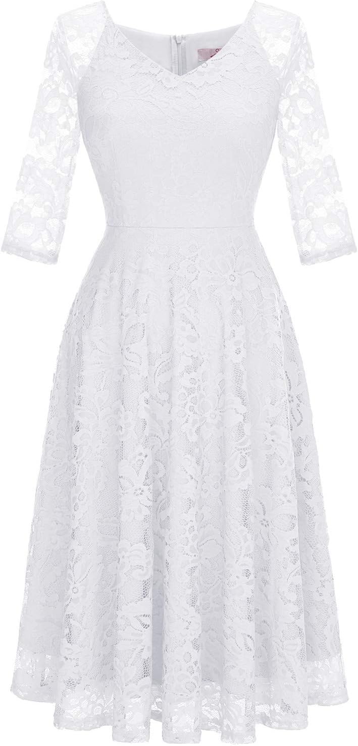 Dressystar Long Sleeves Lace A Line Formal Wedding Guest Dresses