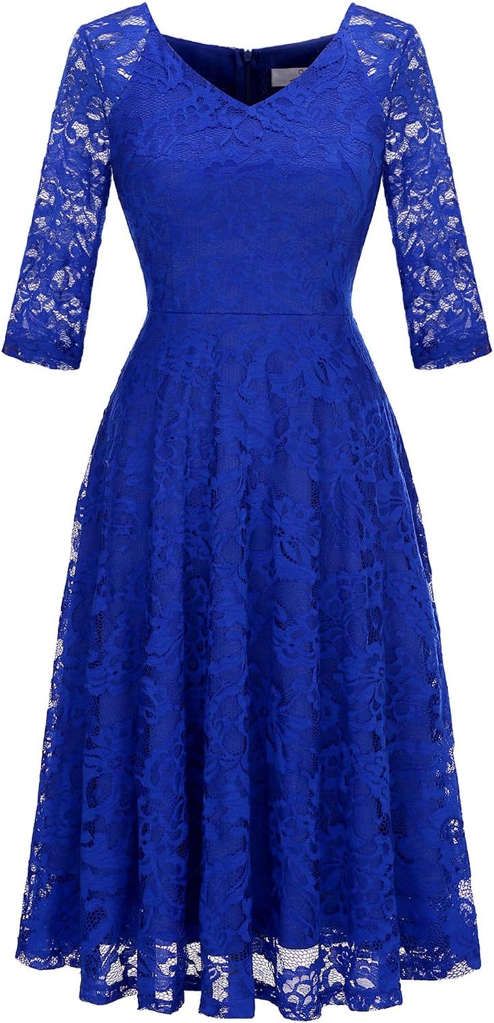Dressystar Long Sleeves Lace A Line Formal Wedding Guest Dresses