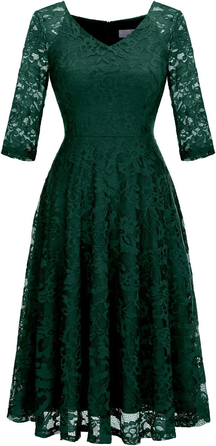 Dressystar Long Sleeves Lace A Line Formal Wedding Guest Dresses