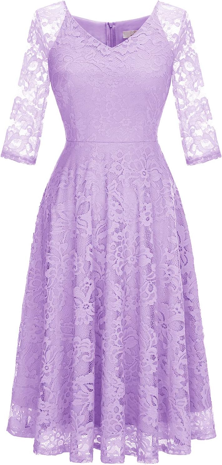 Dressystar Long Sleeves Lace A Line Formal Wedding Guest Dresses