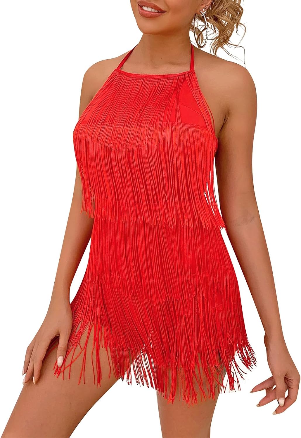 Sexy Backless Fringe Dress Jumpsuit - Womens Club Boho Tassel Tiered Halter Playsuit Festival Bodysuit Romper