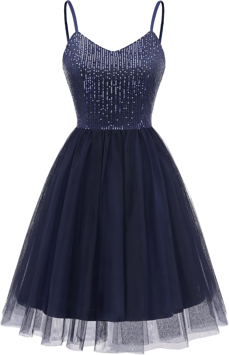 Dressystar 2026 Women's Sequin Prom Mini Homecoming Dresses for Teens | Backless Tiered Tulle, Short A Line Glitter, Sparkly Hoco Cocktail Dress for Women, Adjustable Spaghetti Strap, Formal Party