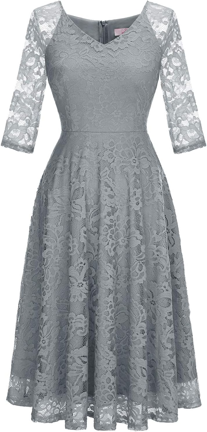 Dressystar Long Sleeves Lace A Line Formal Wedding Guest Dresses