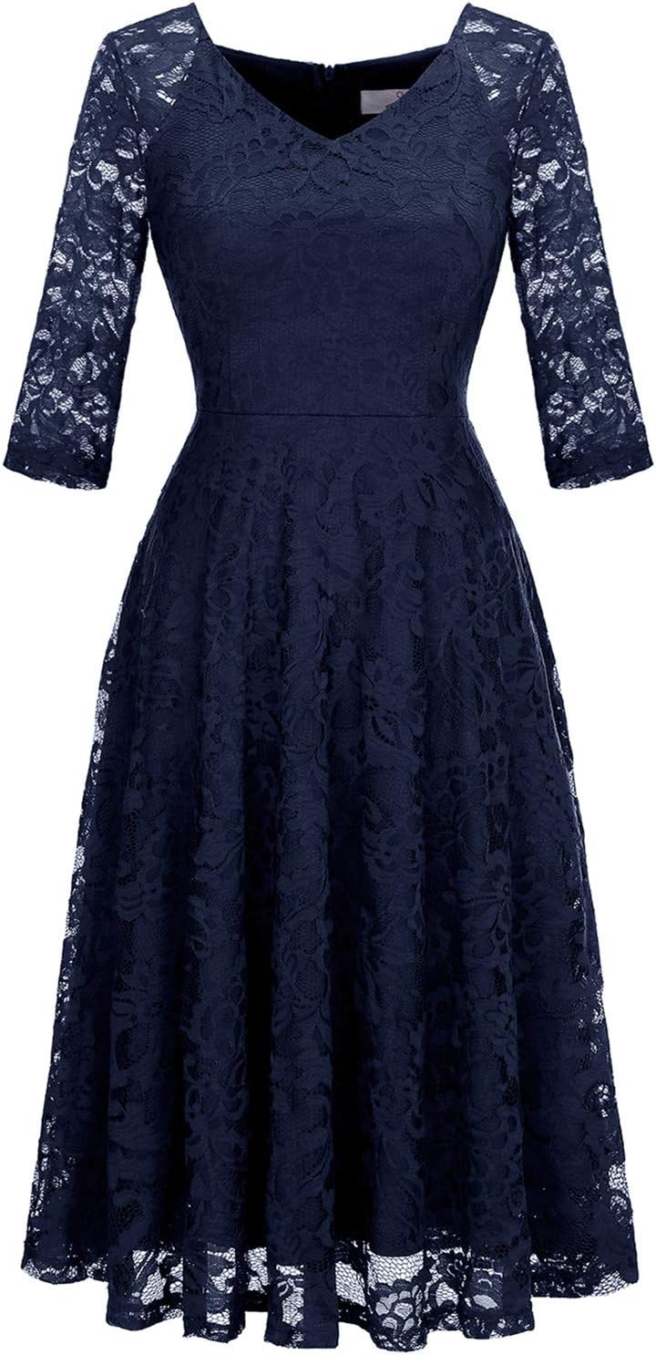 Dressystar Long Sleeves Lace A Line Formal Wedding Guest Dresses