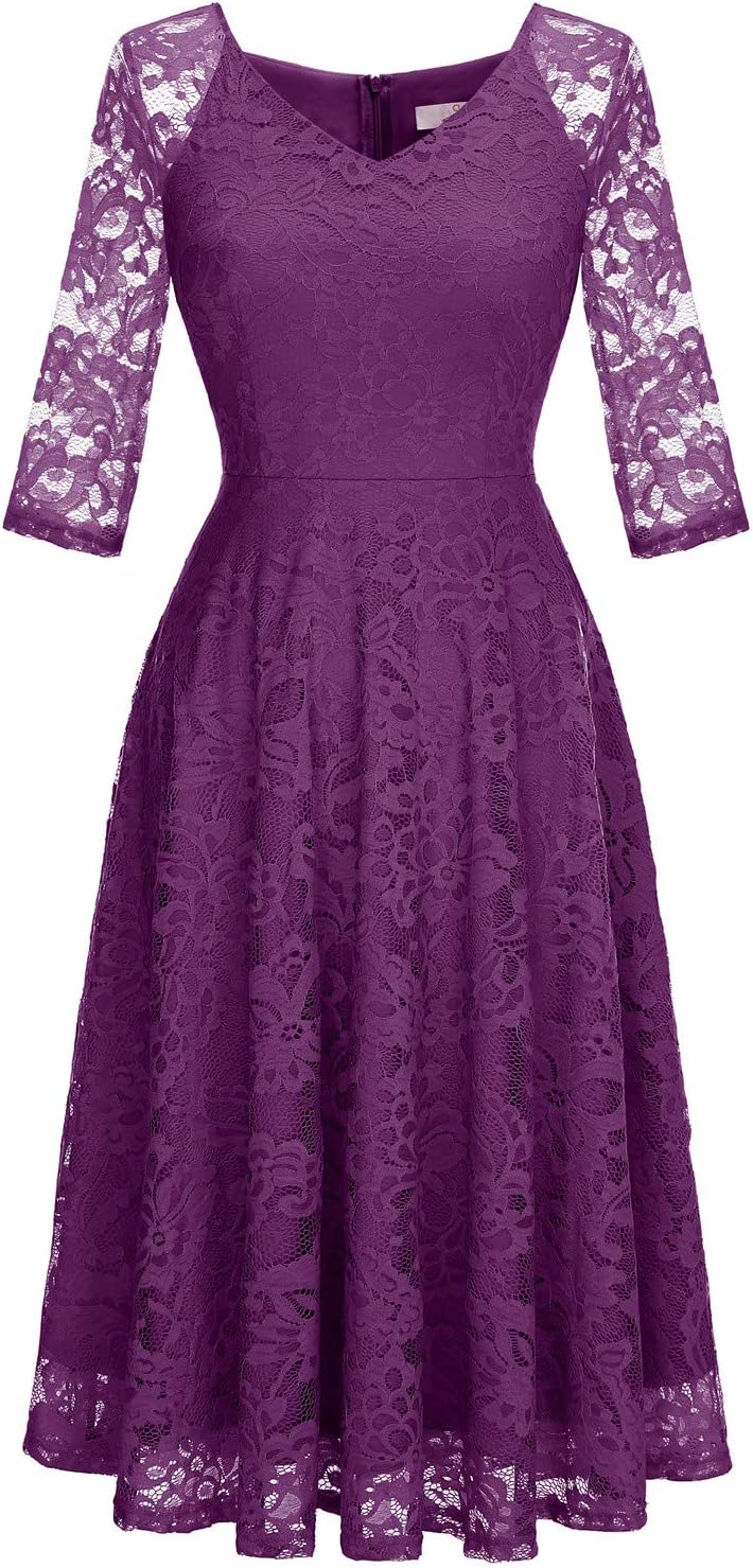 Dressystar Long Sleeves Lace A Line Formal Wedding Guest Dresses