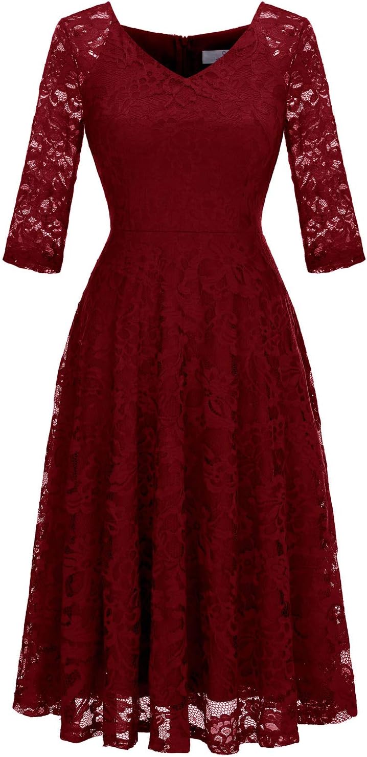 Dressystar Long Sleeves Lace A Line Formal Wedding Guest Dresses