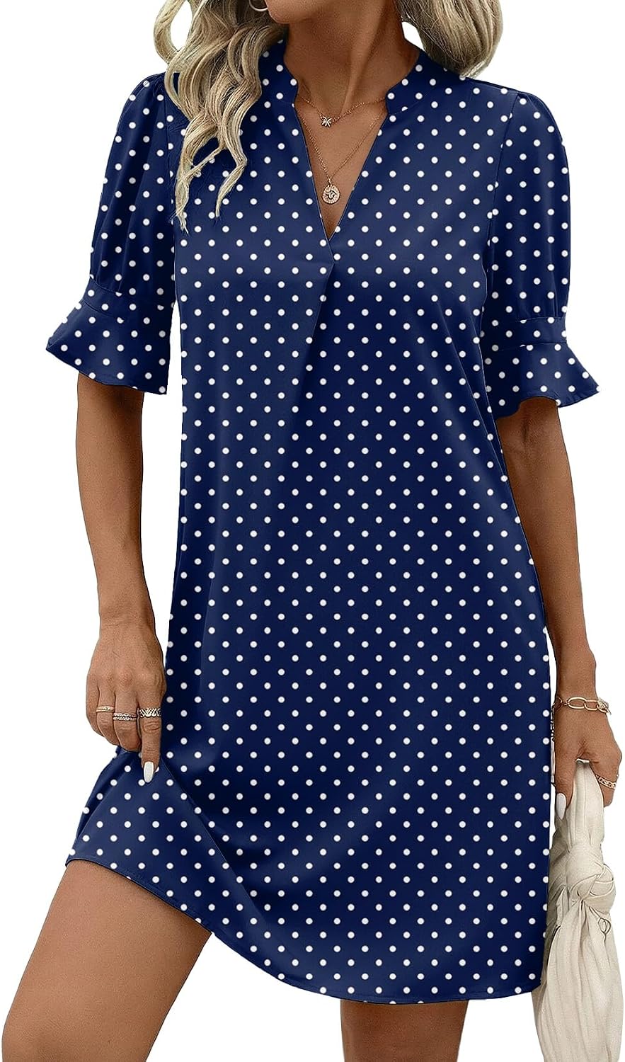 Zeagoo Summer Dresses for Women 2026 V Neck Ruffle Sleeve Loose Shift Dress Hawaiian Sundress Beach Vacation Clothes