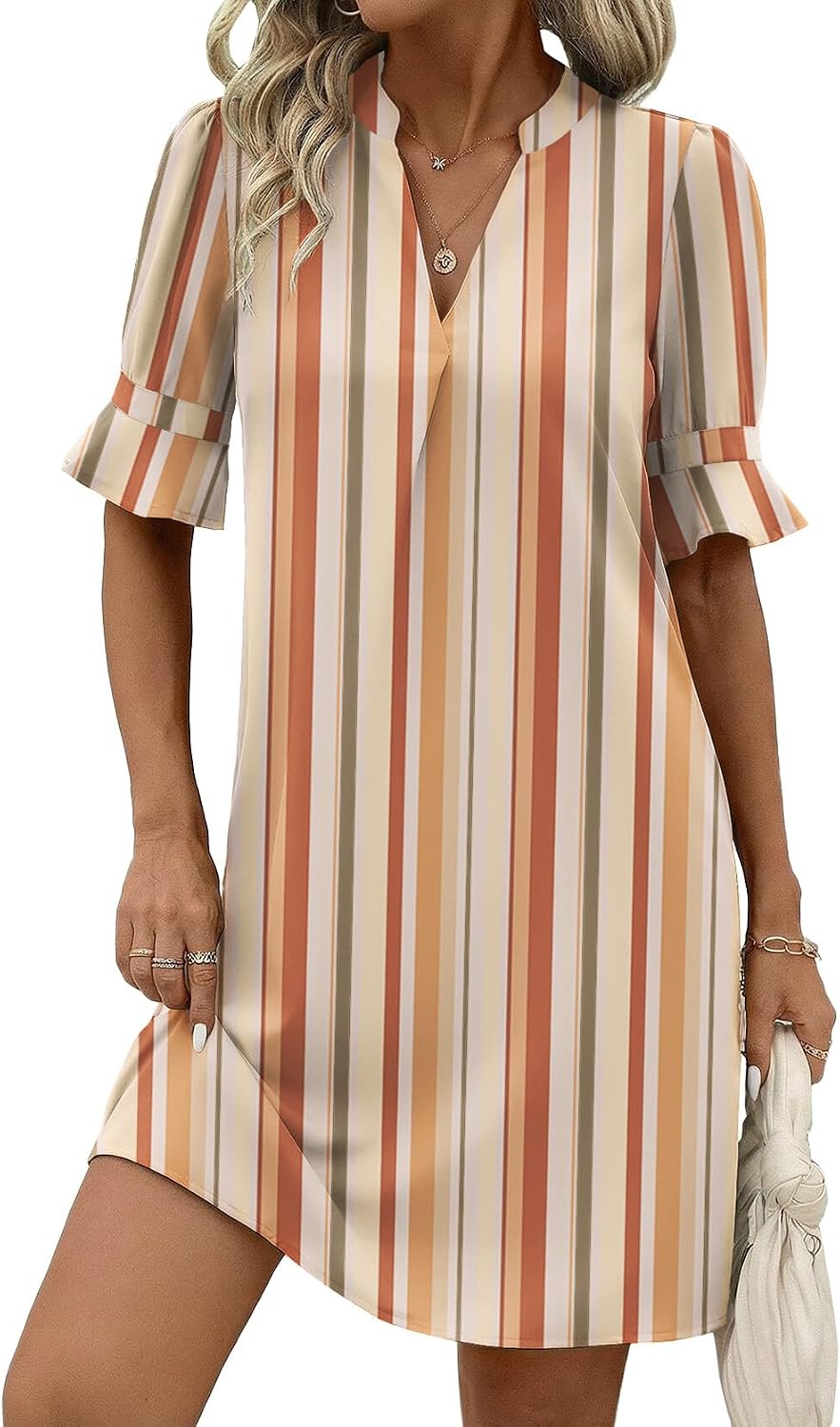 Zeagoo Summer Dresses for Women 2026 V Neck Ruffle Sleeve Loose Shift Dress Hawaiian Sundress Beach Vacation Clothes