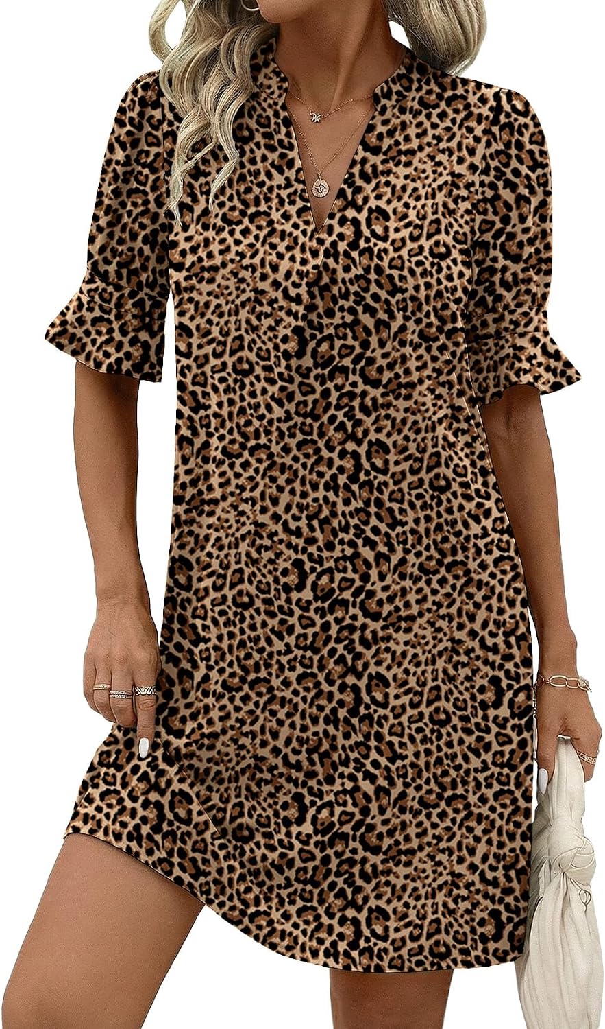 Zeagoo Summer Dresses for Women 2026 V Neck Ruffle Sleeve Loose Shift Dress Hawaiian Sundress Beach Vacation Clothes