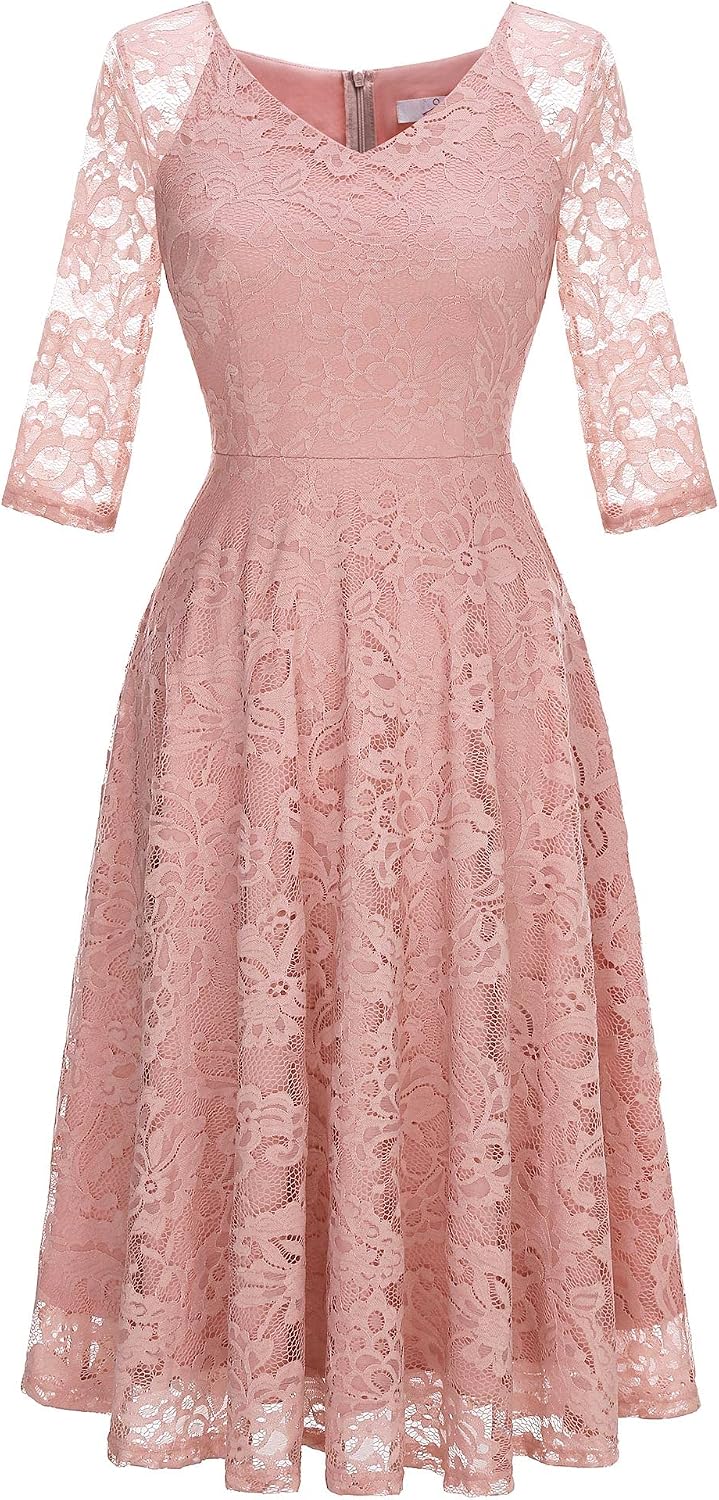 Dressystar Long Sleeves Lace A Line Formal Wedding Guest Dresses