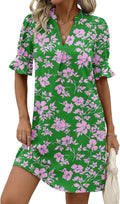 Zeagoo Summer Dresses for Women 2026 V Neck Ruffle Sleeve Loose Shift Dress Hawaiian Sundress Beach Vacation Clothes